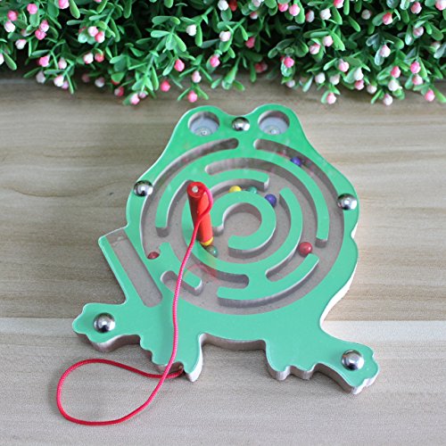 FunnyGoo Mini Pen Driving Labyrinth aus Holzperlen für Kinder ab 3 Jahren - Perfect Xmas (Frog)