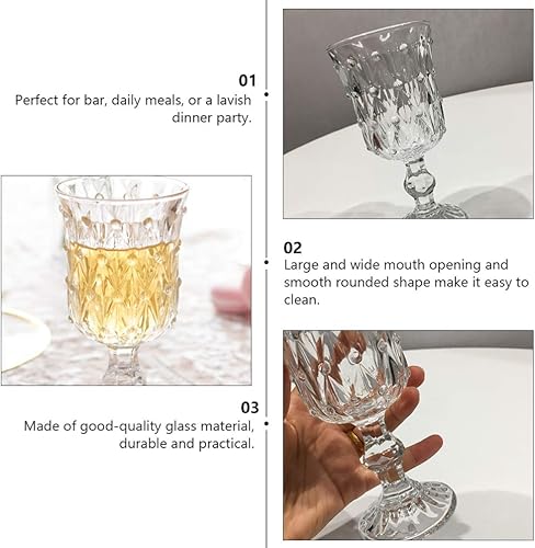 Miniatura 5 de Yardwe Vasos antiguos de cristal transparente, copa de vino tinto, tallo de cristal, taza de vino, elegante vaso de vidrio para el hogar, bar, boda,