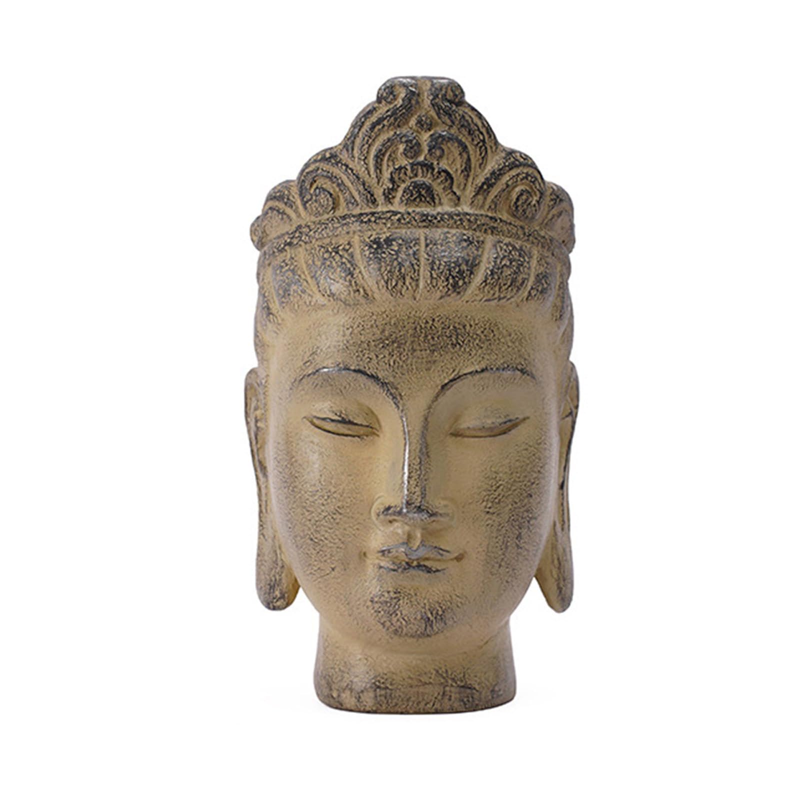 Estatua de cabeza de Buda para Meditaciones Sala Y Altares Espirituales Resinas Mejora Color Piedra Adorno Budista Figuras