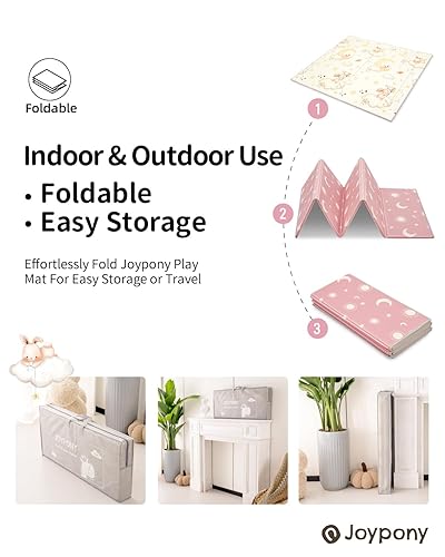 Miniatura 5 de Alfombra de juego para bebé, 47 x 47 pulgadas, alfombrillas de juego plegables para bebés y niños pequeños, impermeable y antideslizante, tapete