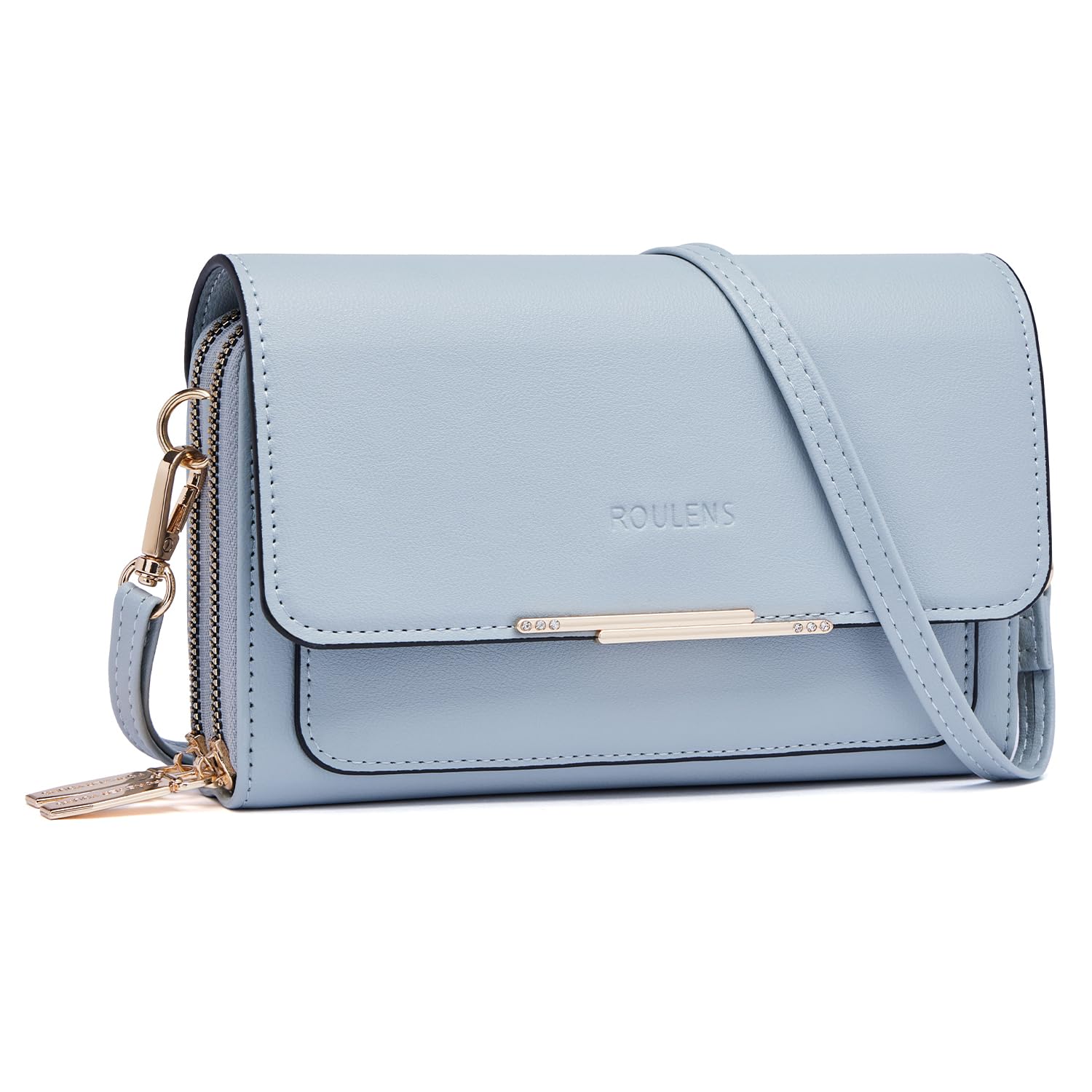 Roulens Kleine crossbody-telefoontas voor dames, PU-lederen mobiele telefoontassen met kaarthouder, portemonnee en handtassen, schoudertas met verstelbare riem, A-marineblauw, S, Hedendaags