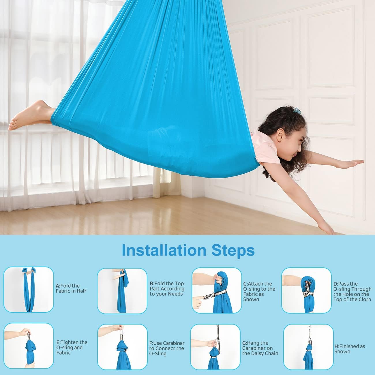 Sensory Swing for Kids Special Need Hardware Included, Indoor Outdoor Hanger for Calming & Relaxing, Cuddle Swing Happy for Autism, ADHD Therapy Aspergers Hug Like Snuggle Swing Hammock Sensory Chair - Image 8