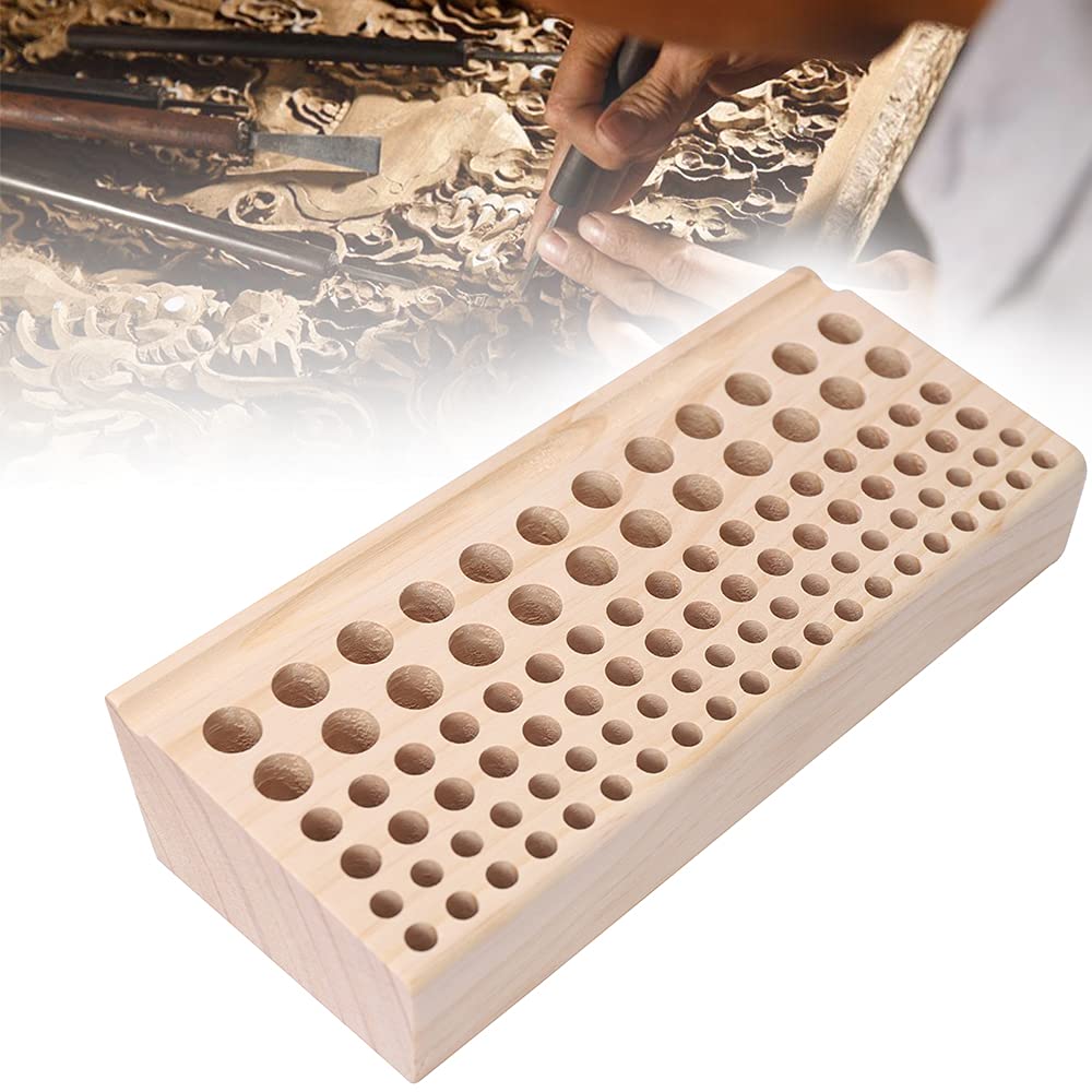 98 Holes Leather Craft Wood Tool Rack Carving Tool Wooden Holder Different Size
