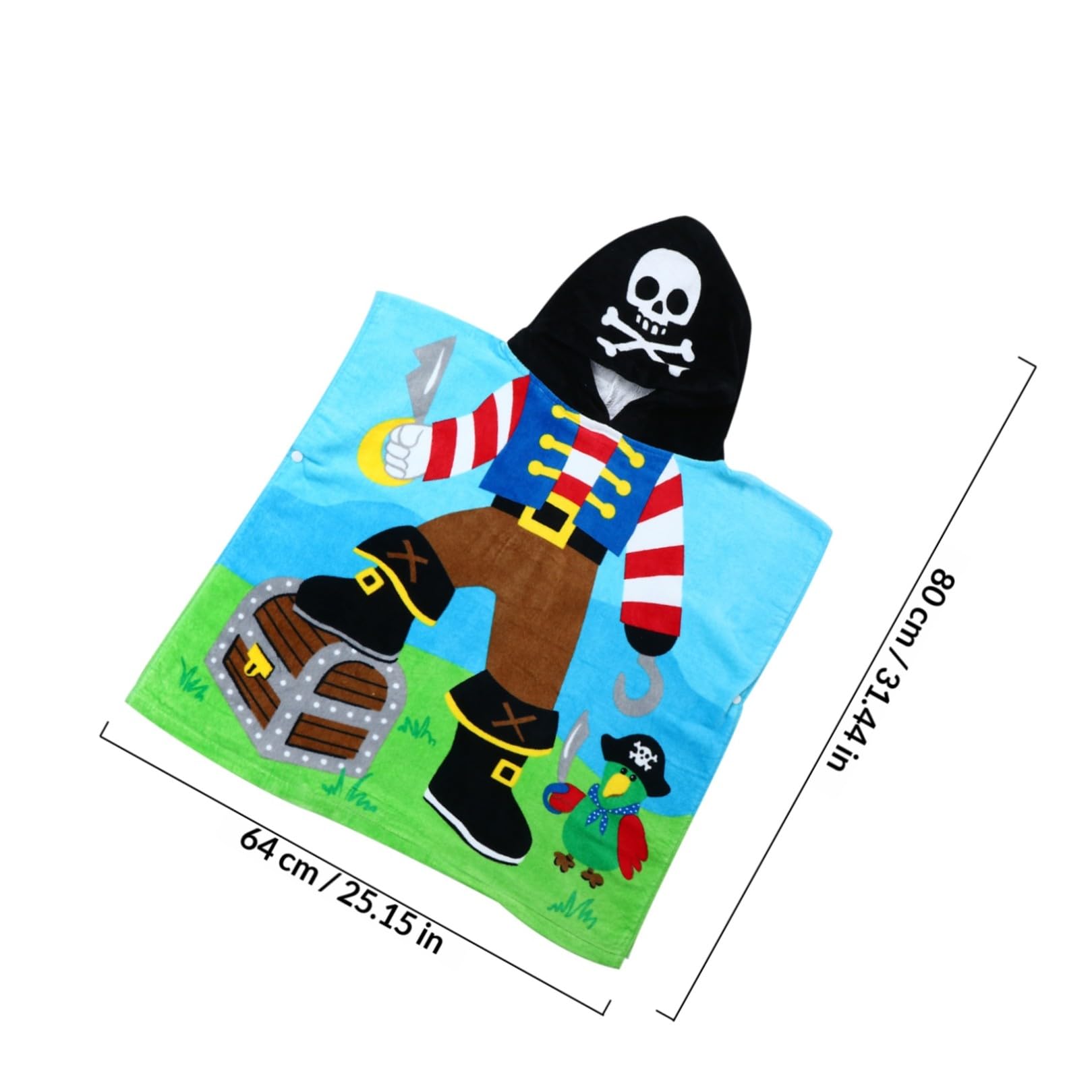 Albornoz Transpirable para Niños Capucha de Algodón, Diseño de Capitán Pirata, Lavable y Que Seca Rápido para Uso en Baño y Playa