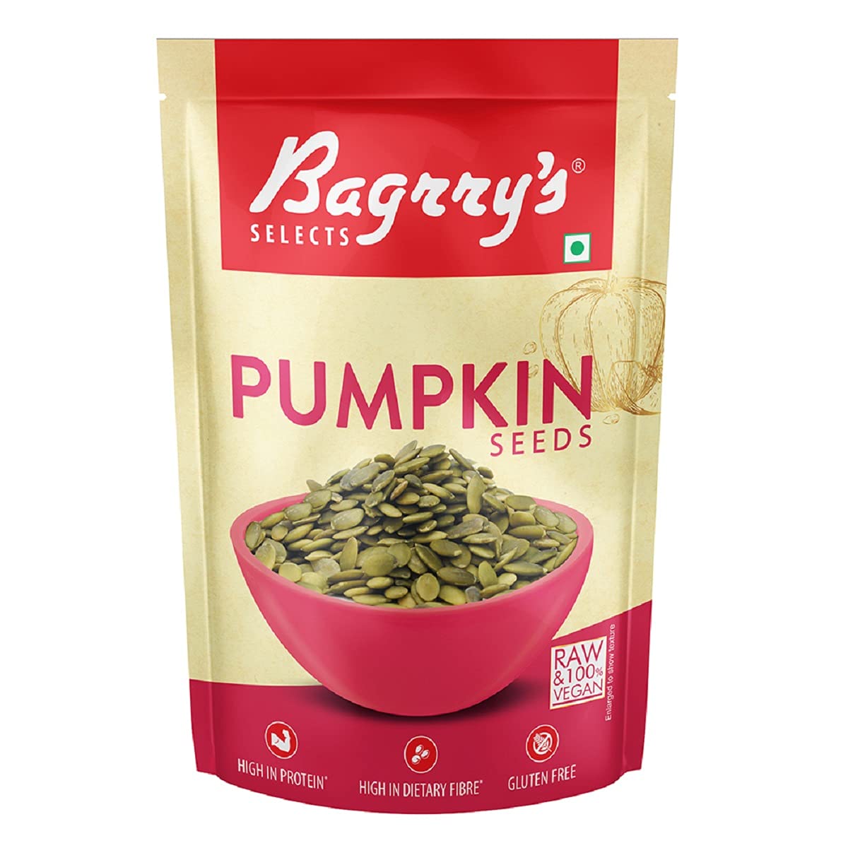 Bagrry’s Pumpkin Seeds 250g Pouch | Gluten Free | High Protein & Fibre | 100% Vegan & Raw (B09B5B7VX6) Amazon Price History, Amazon Price Tracker