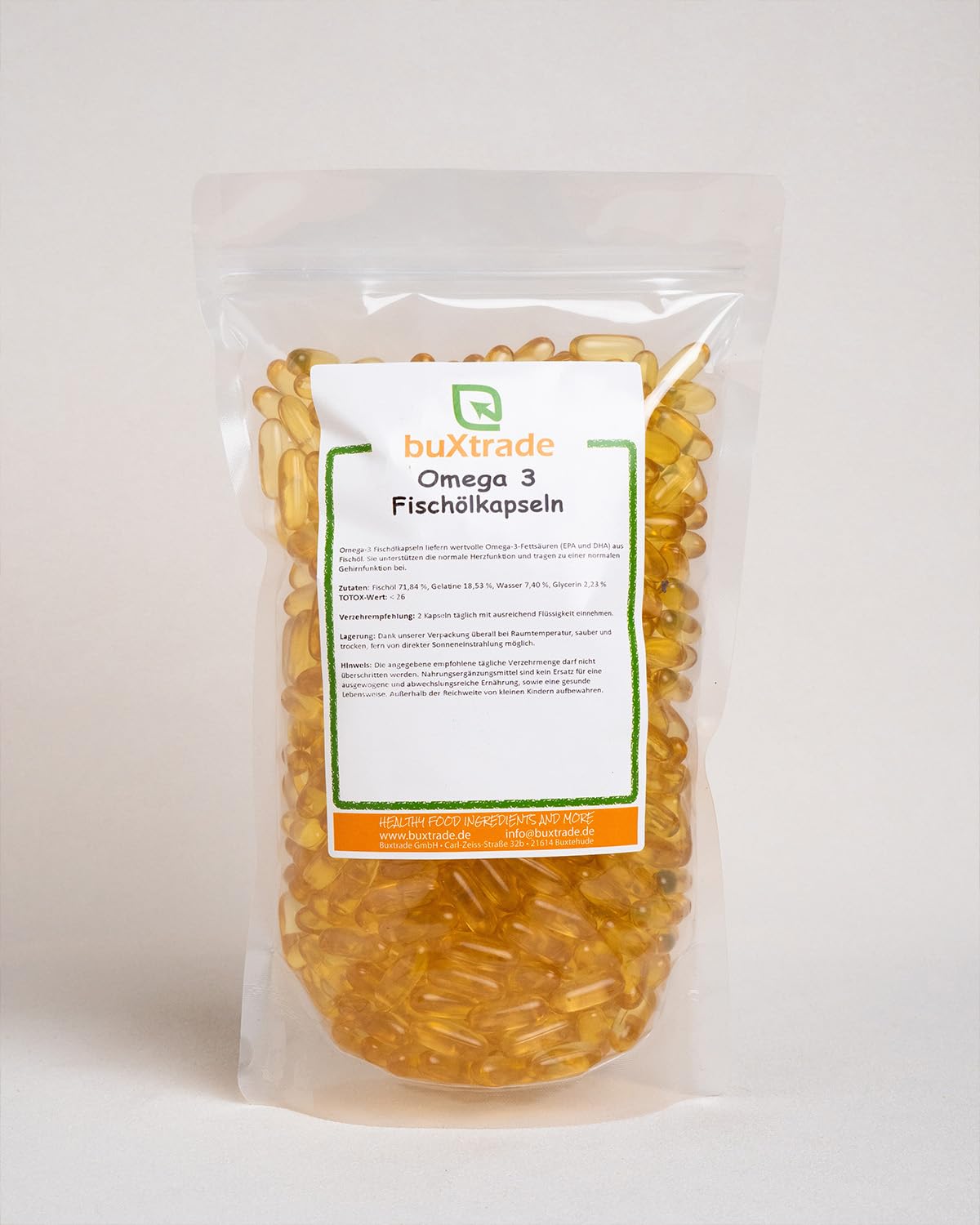 4x 500 g | Omega 3 Fischölkapseln| Fischöl | Softgel-Kapseln | ca. 1400 Stk. | Buxtrade