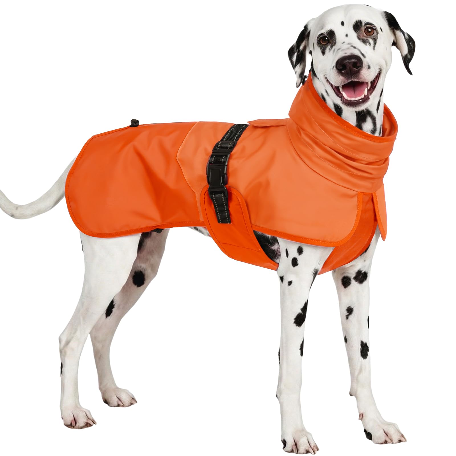OUOBOB Hunde-Regenmantel, wasserdichter Regenmantel für große Hunde, leichte Regenjacke, verstellbarer Haustierponcho mit Kapuze, schneefeste Hundeweste, Regenbekleidung, Kleidung mit Loch für die