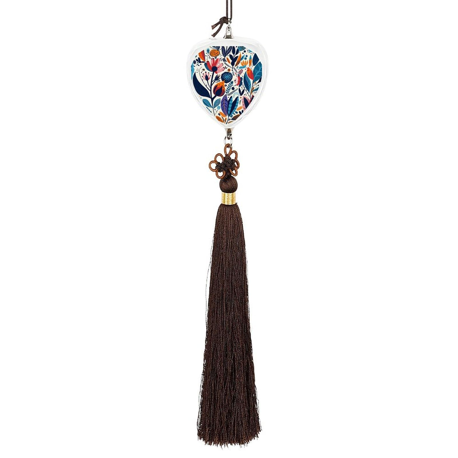 Crystal Auto Pendant Charms Love Crystal Car Rear View Mirror Charms Hand Drawn Leaves Auto Hanging Interior Ornament Pendant Car Interior Accessories for Women Men CarCharms Decor