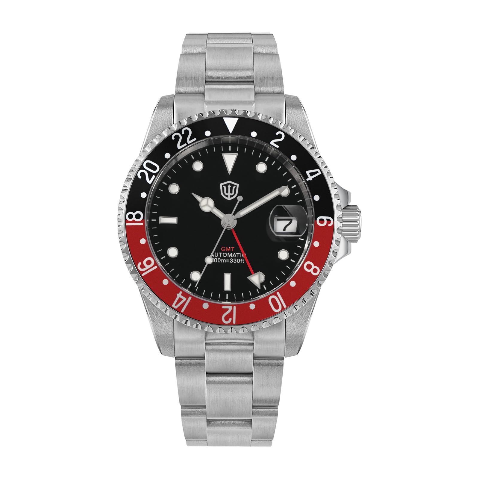 watchdives GMT-Uhren für Herren, WD0014, Taucheruhr mit Zwei Zeitzonen, NH34, automatische Vintage-Armbanduhr, 40 mm, Aluminium-Lünette