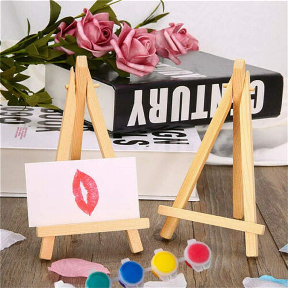 10 Pack Mini Wood Display Easel (5 Inch) Wooden Artist Easel Triangle Cards Stand Photo Display Wedding Business Card, Painting Craft Drawing Phone Holder Parties and Celebrations