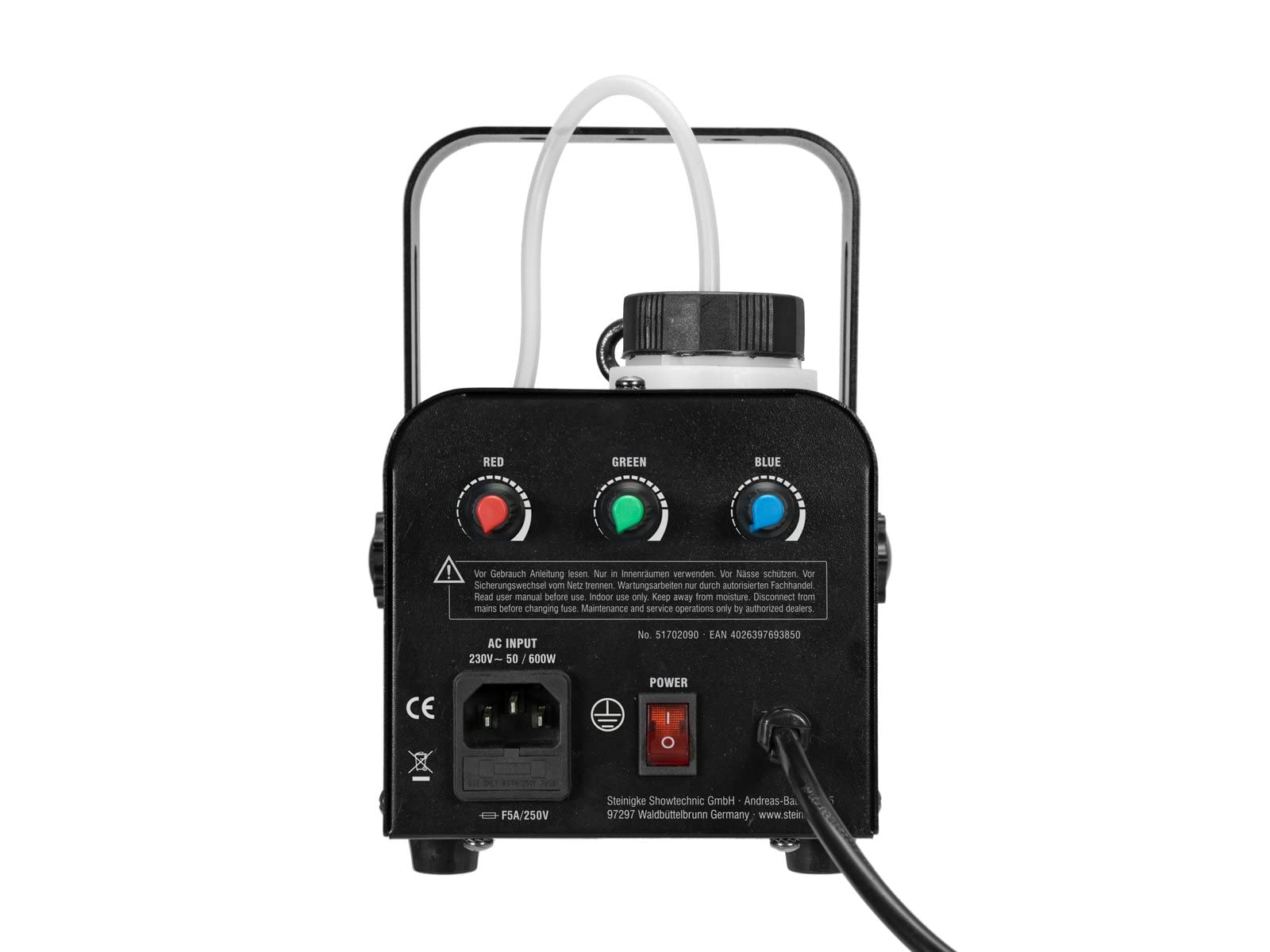 EUROLITE N-19 Machine à fumée LED hybride RVB | Machine à fumée compacte avec 600 W de puissance, éclairage LED, télécommande par câble