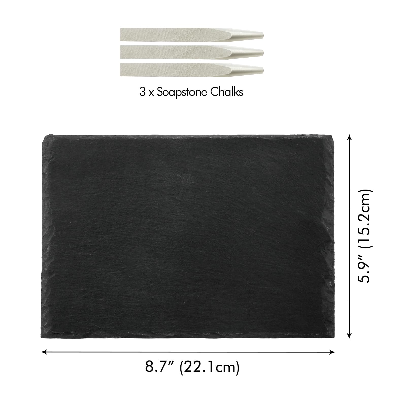 poeland Set of 6 Natural Slate Serving Plates, Slate Cheese Boards with 3 Soapstone Chalks - Image 3