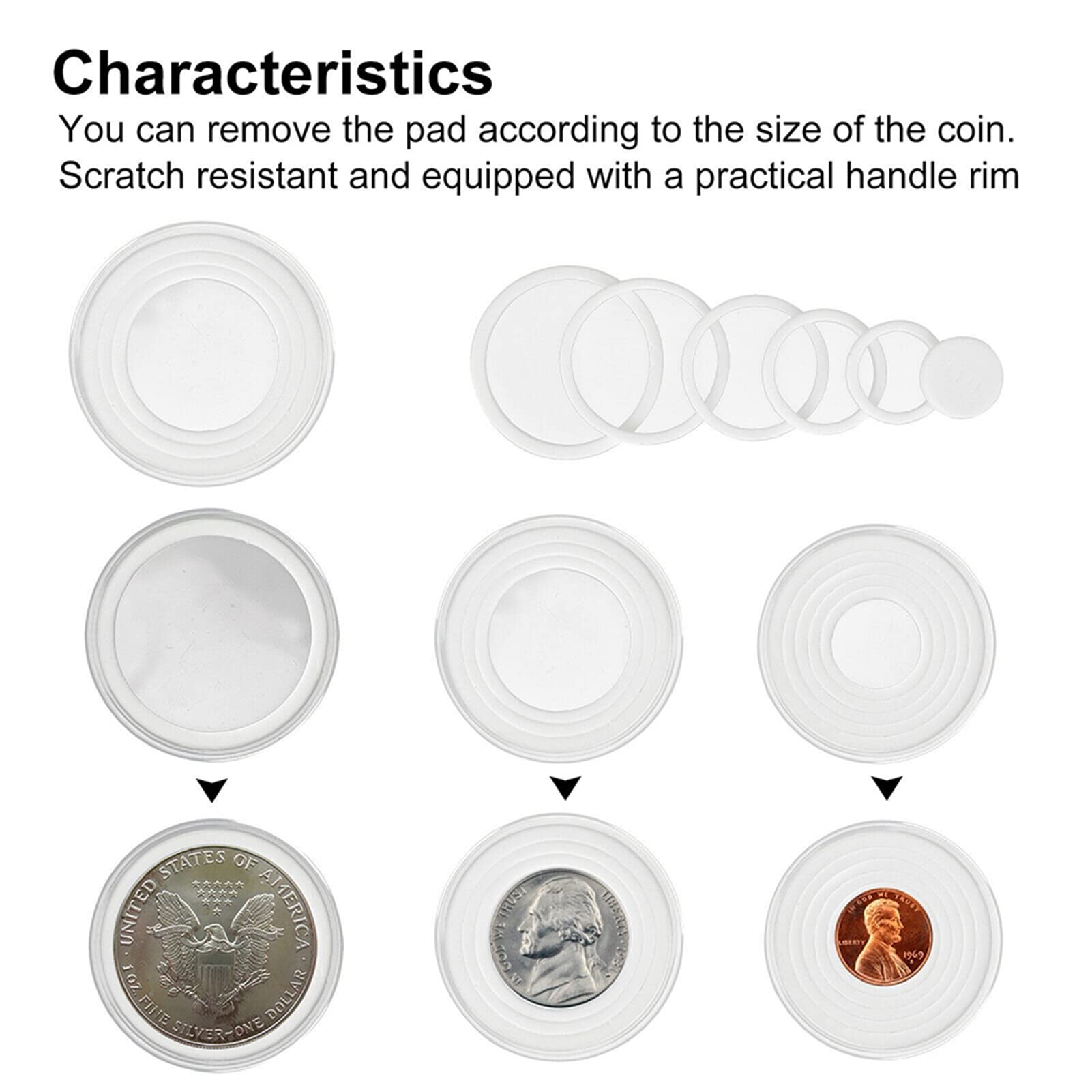 tinysiry Cápsulas Transparentes para Monedas, portamonedas Redondas de plástico de 46 mm con Caja de Monedas con Junta Ajustable para Suministros de colección de Monedas, colección de Monedas 200