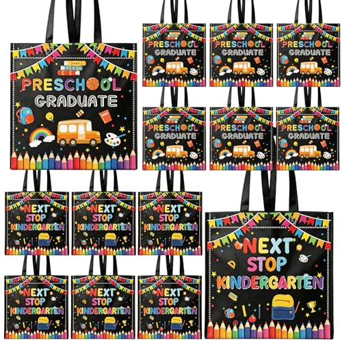20 Pcs Preschool Graduation Gift Bags Class of 2026 Preschool Grad Treat Candy Goodie Bag pre-k Graduate Non Woven Reusable Bags for Preschool Graduation Decorations