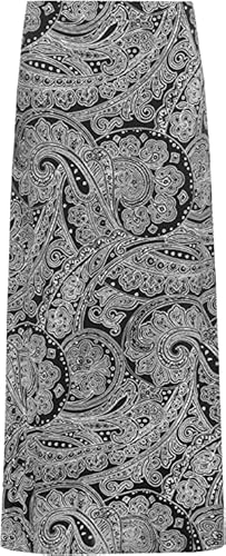 Bodywear Ltd Jupe longue extensible pour femme Motif cachemire 70 ans - Noir - 46 Cover