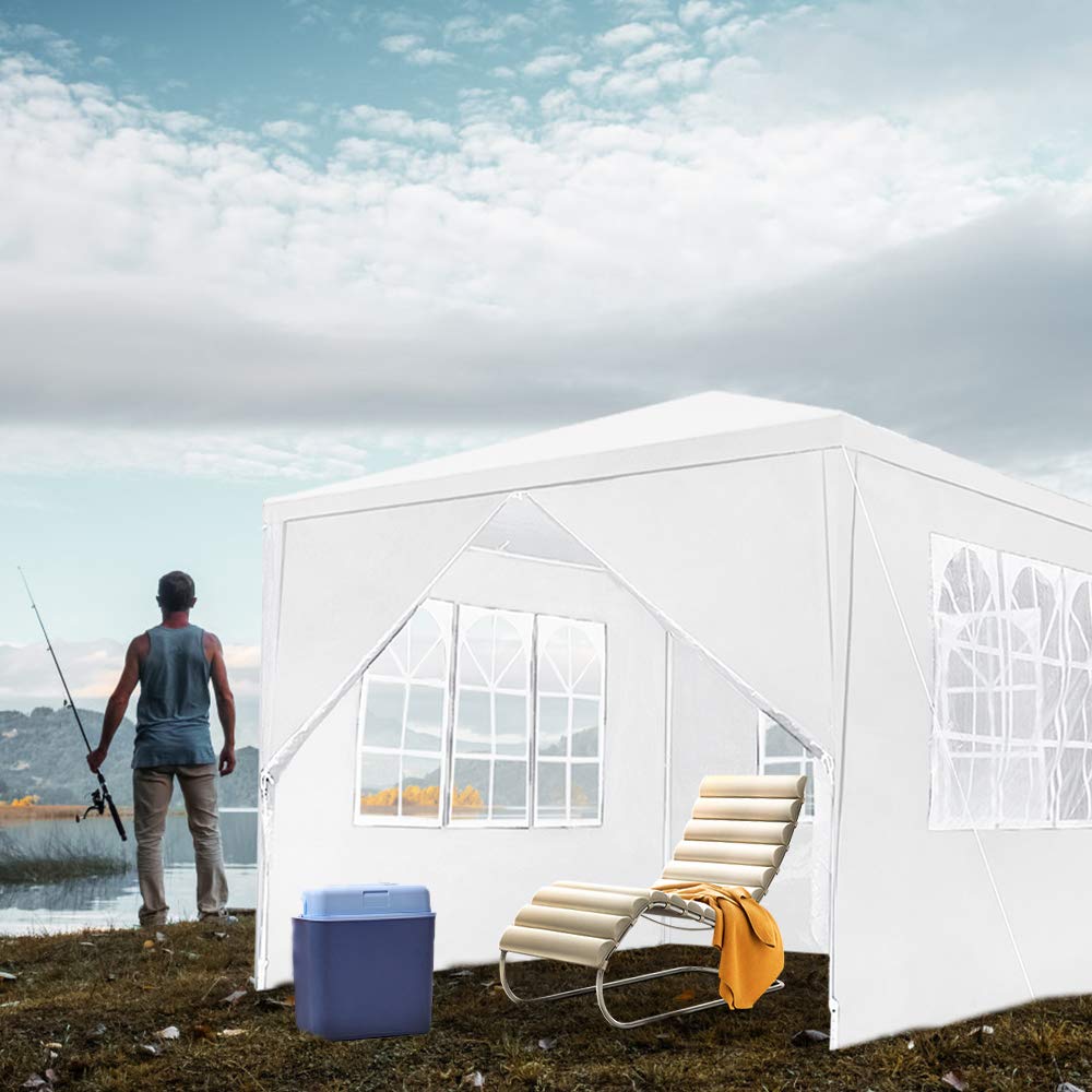 CEEDIR 3x3 m Pavillon Partyzelt Zelt Wasserdicht Festzelt Bierzelt Gartenzelt Outdoor Partyzelt Gartenpavillon UV Schutz mit Seitenteilen und Fenstern Winterfest Camping Zelt Weiß, WEISS 3X3M Garten