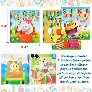 90shine 4PCS Easter Crafts for Kids Ages 4-8 Sticker Books - Basket Stuffer Gift Includes Bunny Egg Chick Gnome and More Designs Create 40 Pictures 90shine 4PCS Easter Crafts for Kids Ages 4 8 Sticker Books Basket Stuffer Gift Includes Bunny Egg Chick Gnome and More Designs Create 40 Pictures