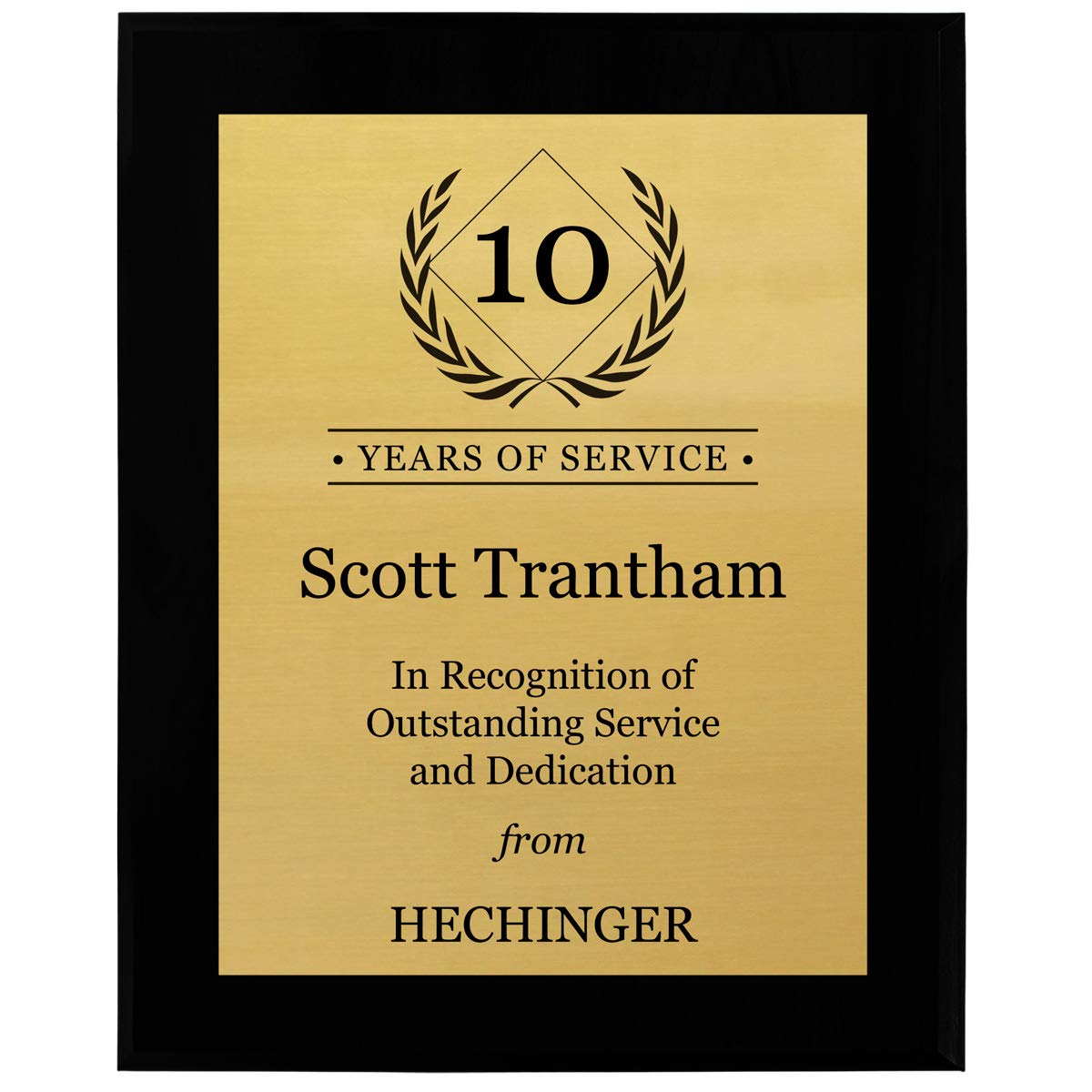 Personalized Years of Service Recognition Award - Add The Number of Years You are Acknowledging and A Special Message or Note (Gold)