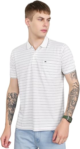 Monte Carlo Mens Regular Fit Half Sleeve Stripes Polo T-Shirt| Stylish Tee for Men | Soft Comfortable Casual Tshirt for Me...