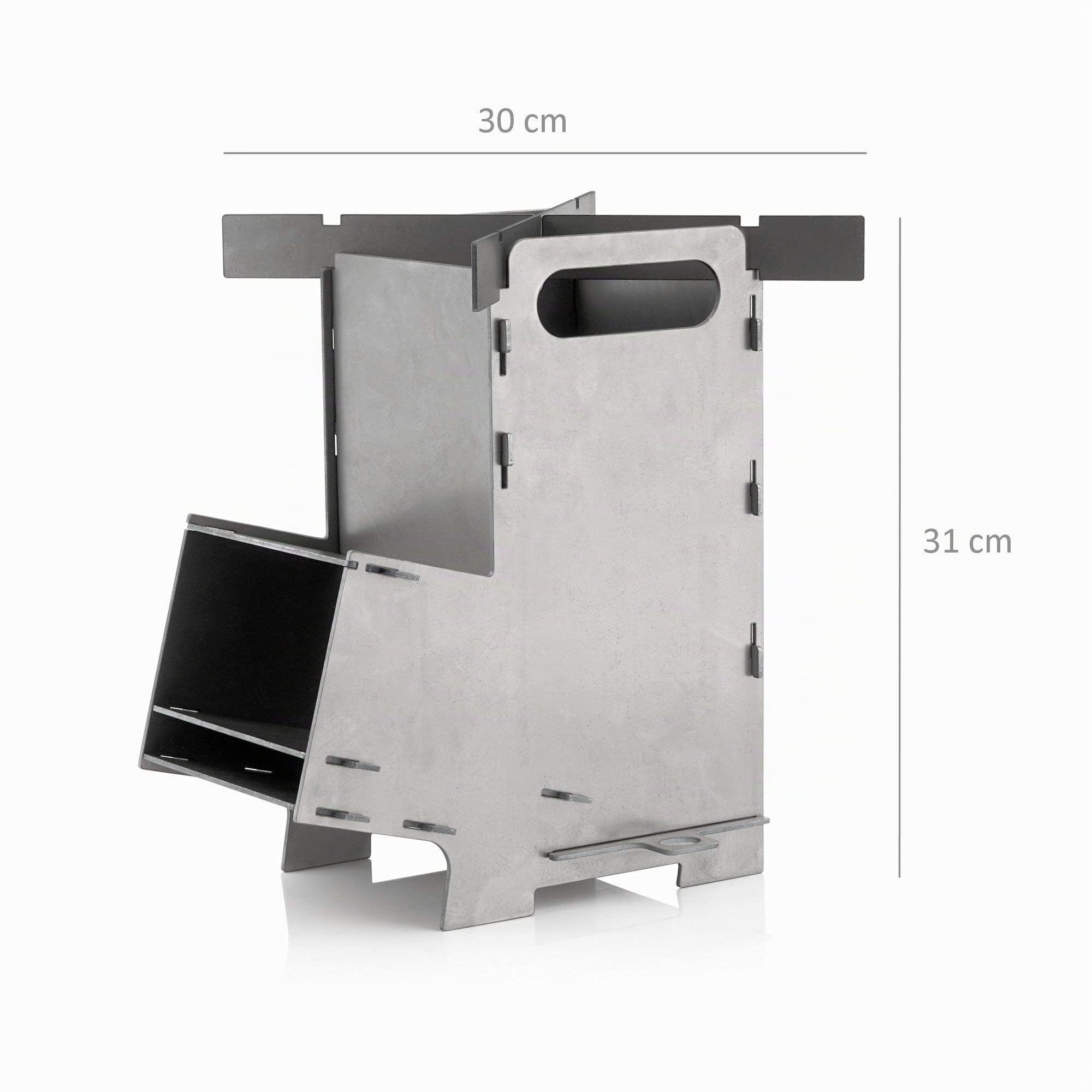 BBQ-Toro Estufa Rocket 5 | con Sistema de Ranuras de Acero Macizo de 2 mm de grosor | Estufa para Asar al Aire Libre, Terraza, Jardín, Sartenes de Parrilla | Estufa de Camping para Olla Holandesa