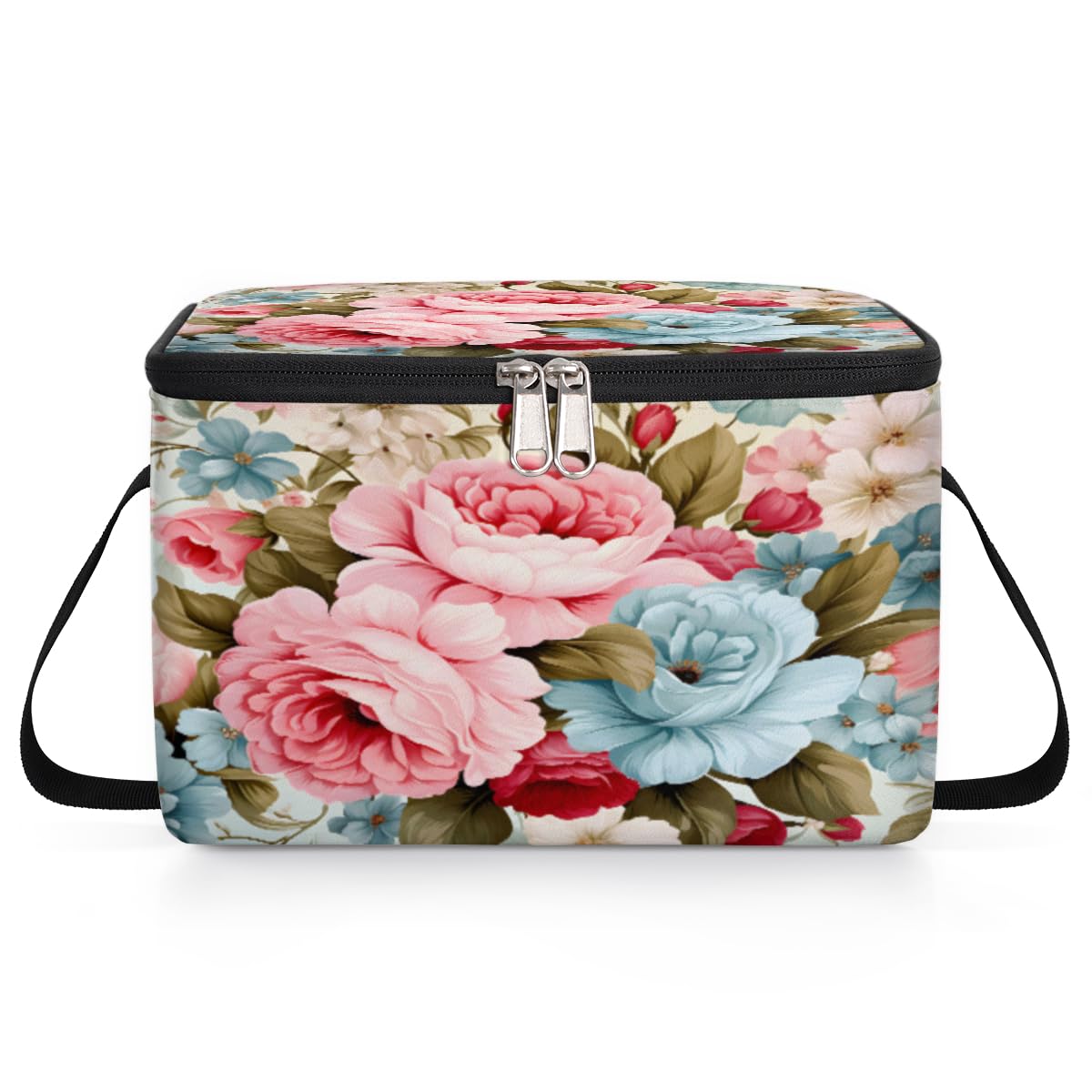 Blooming Peony Lunch Bags for Women Men 9 Cans, Hot & Cold Food Delivery Bag Insulated Grocery Bag Insulated Lunch Box Peony Cooler Bag for Office Work Picnic Beach
