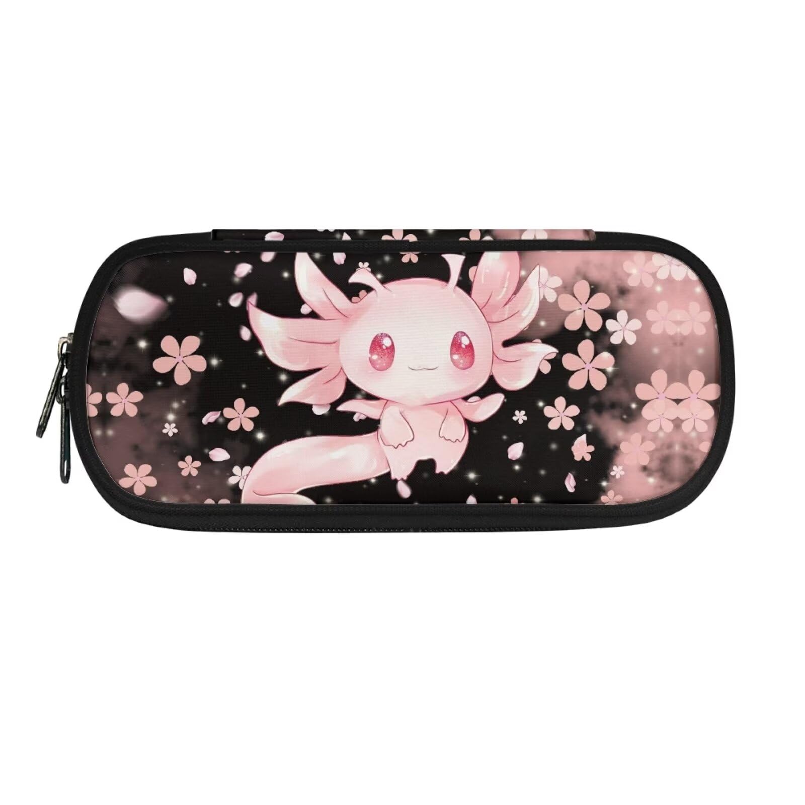 Showudesigns Cute Axolotl Pencil Case for Girls 6-8 8-12 Pencil Pouch Box Cherry Blossom Pen Bag Women Pencil Holder Study Supplies Large Capacity Pen Case Back to School Stationery Pink Flower