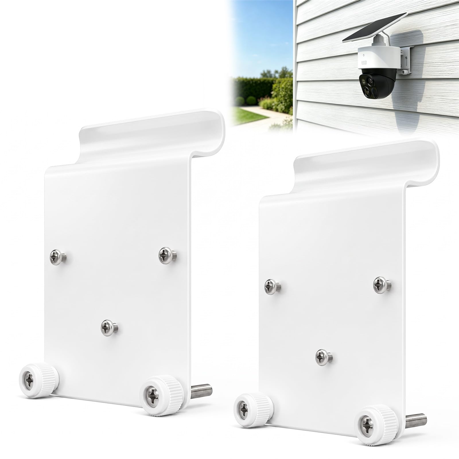 2 Pack Vinyl Siding Mount Compatible with Eufy SoloCam S340 E30 E42 & 4G LTE Cam S330, No Drill Stainless Steel Solar Security Camera Bracket, Rustproof Outdoor Wall Mount Holder