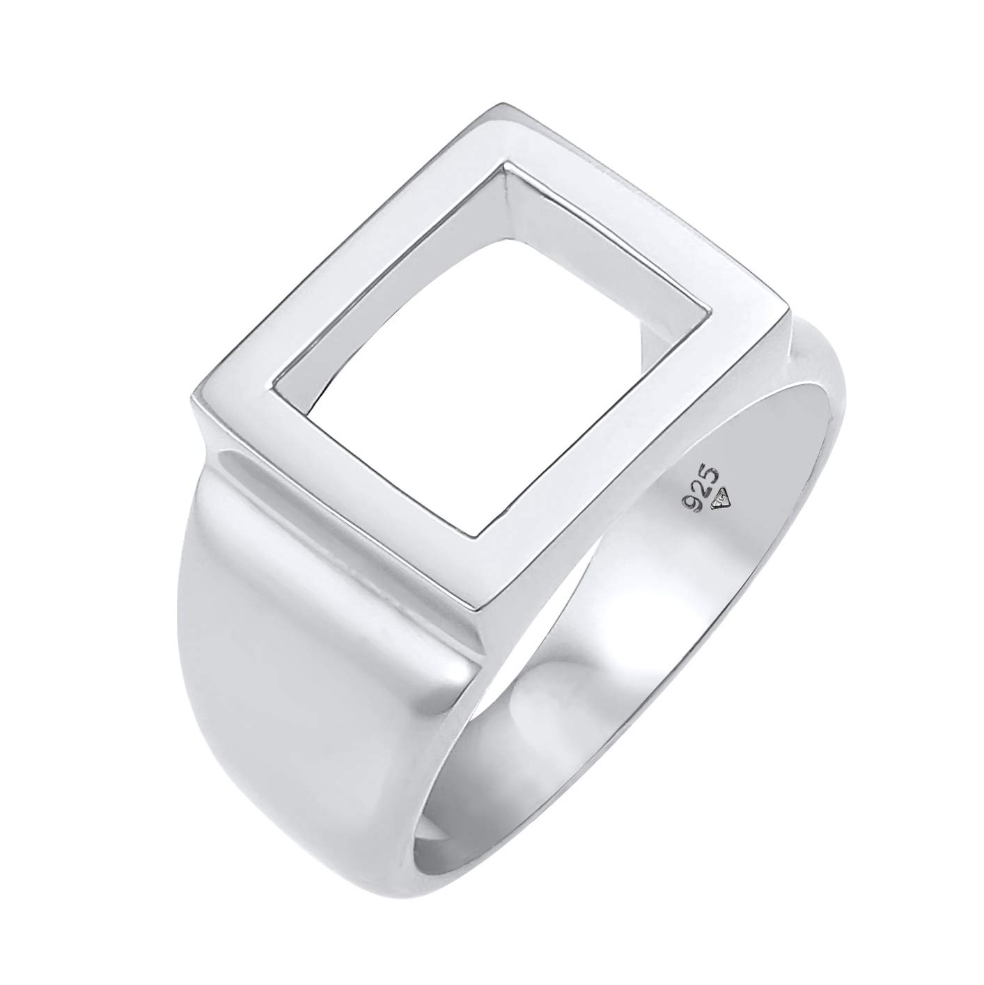Kuzzoi Siegelring Herrenring poliert Bandring massiv (13 mm) 925 Silber | Markantes Schmuck Accessoire mit rechteckiger Oberfläche Ring für Männer in der Ringgröße 60–66