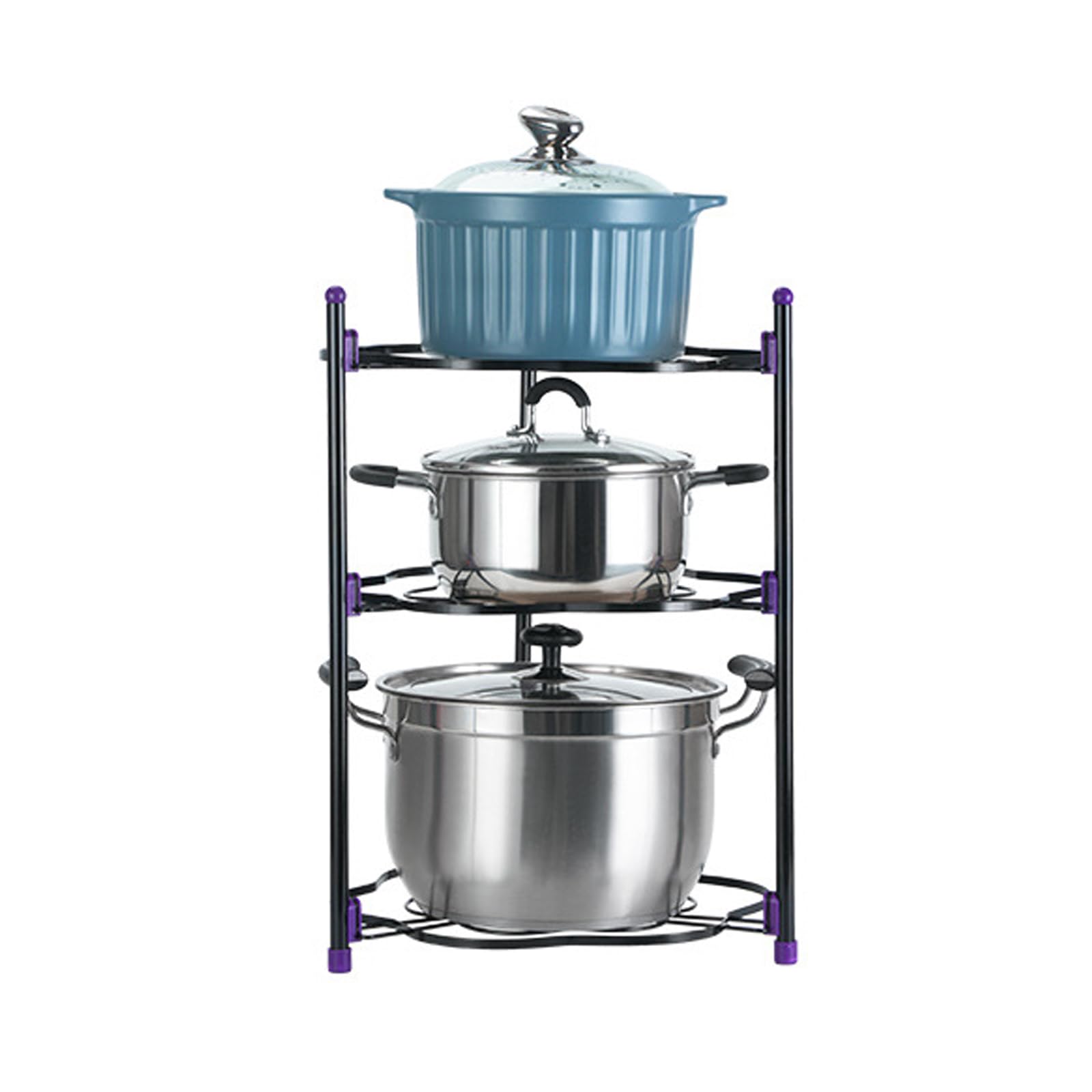 HYPIQQ Pan Rack Pan Organiser Pan Stand Saucepan Rack Pots And Pans Organiser Saucepan Storage,3 tier