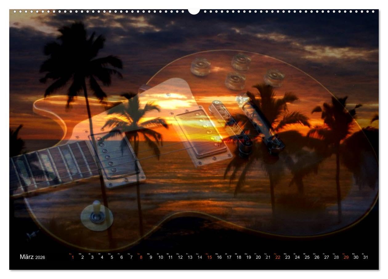 Mystische Gitarren (Wandkalender 2026 DIN A2 quer), CALVENDO Monatskalender: Gitarren präsentiert im außergewöhnlichen Kontext.