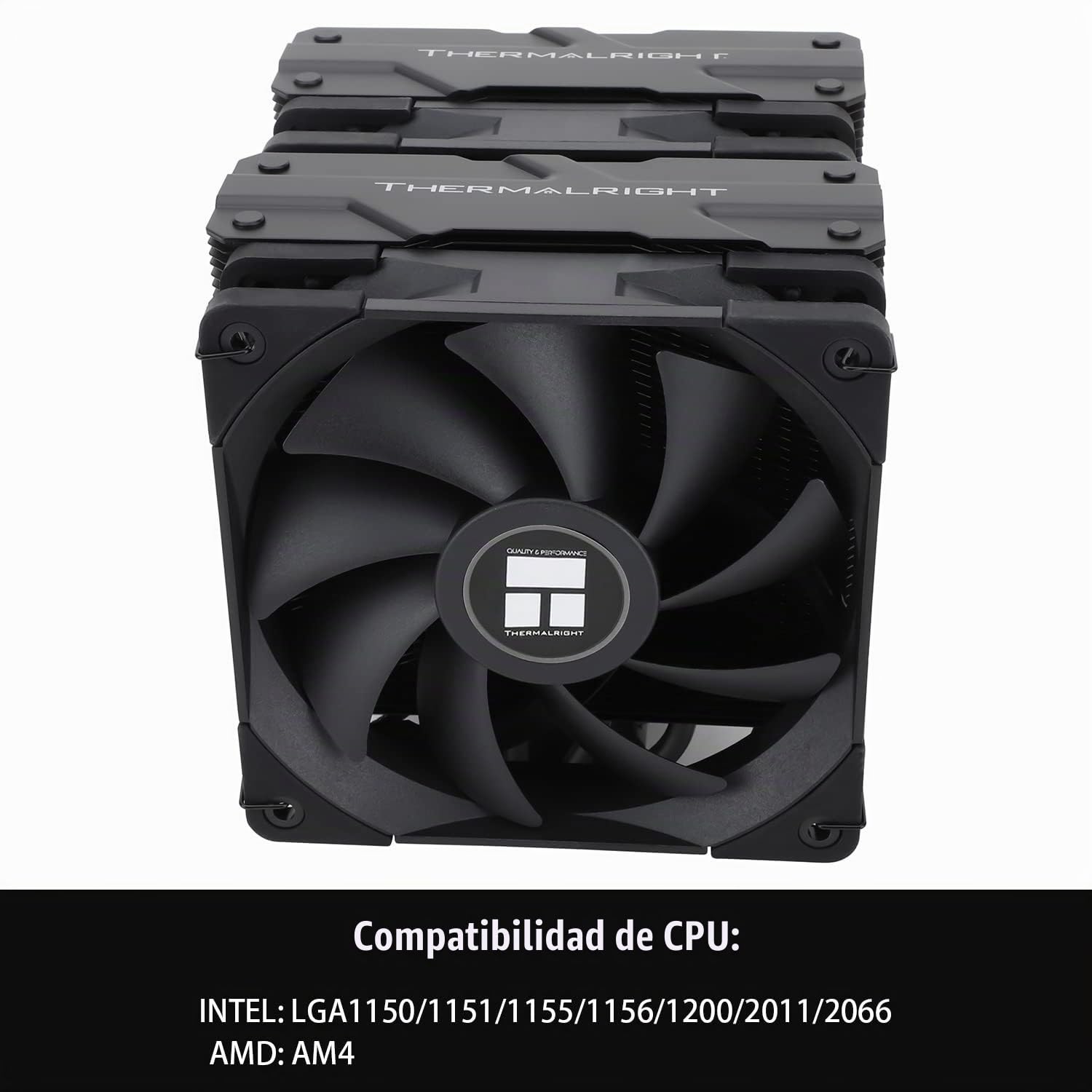 Thermalright Peerless Assassin 120 Black CPU Air Cooler, 6 Heat Pipes, Dual 120mm TL-C12B PWM Fan, Aluminio Heatsink Cover, AGHP Technology, para AMD AM4 AM5/Intel LGA 1700/1150/1151/1200/2066/2011