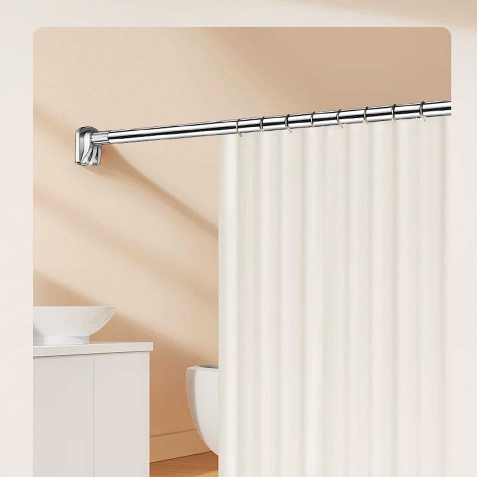 Einziehbare Gardinenstange, 33 Mm Edelstahl-Duschvorhangstange | Kein Bohren erforderlich, starke Tragfähigkeit, geeignet for Badezimmer(Silver,70-100cm/27.6-39.4in)