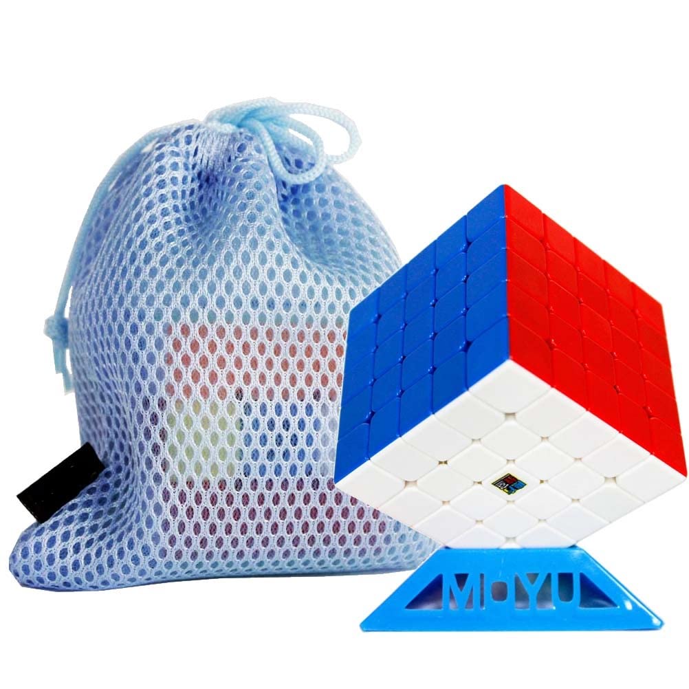 Elloapic MoYu MFJS Mofang jiaoshi Cubing Classroom Meilong 5 M 5x5 Magic Puzzles Cubes Mei Long 5M 5 Layer Cube Stickerless, with MoYu Logo Bag and Stand