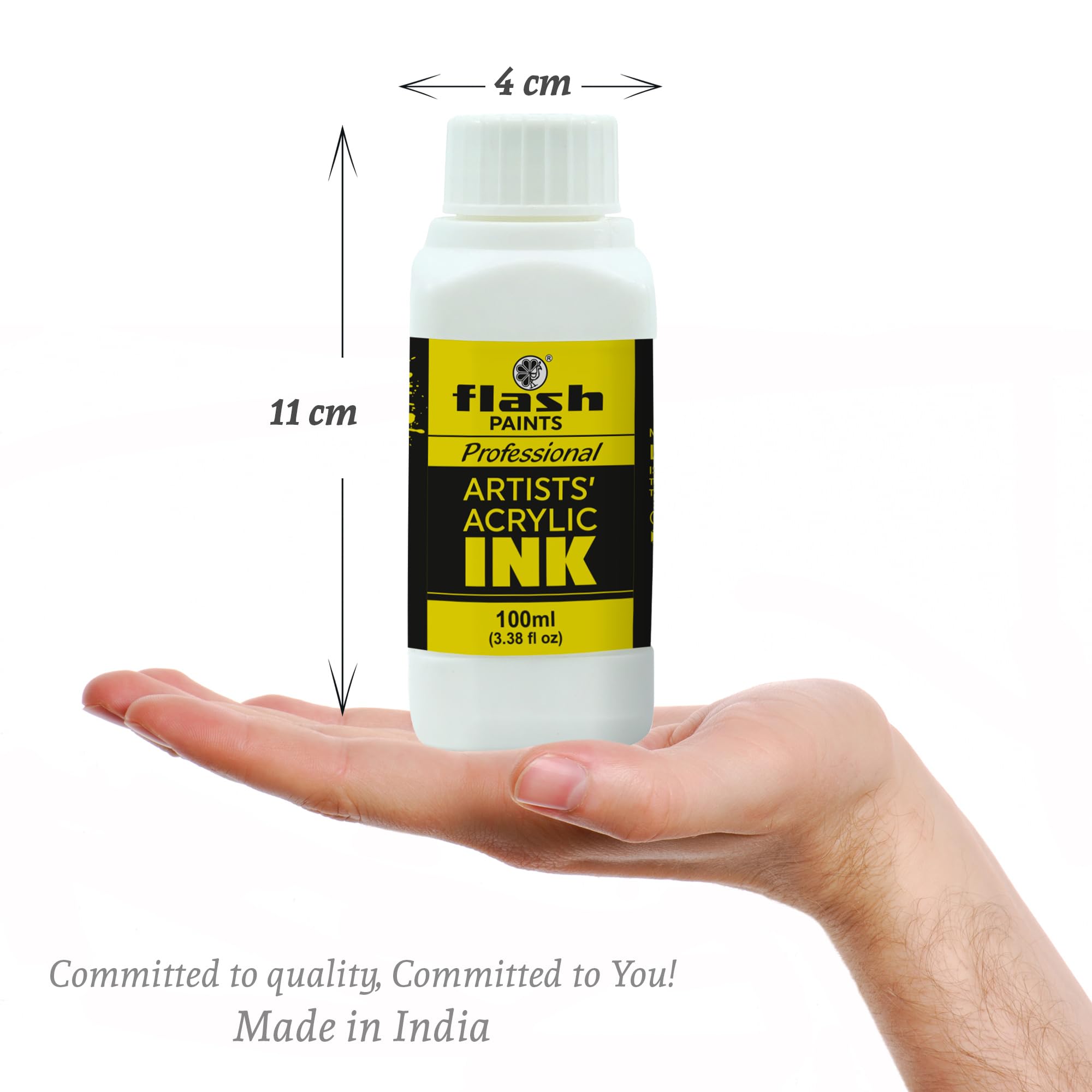 Flash Acrylic Ink with Rich Pigments, Vibrant, Non Toxic Paints for The Artist, Hobby Painters (Set of 1 Color-100ml, Lemon Yellow)