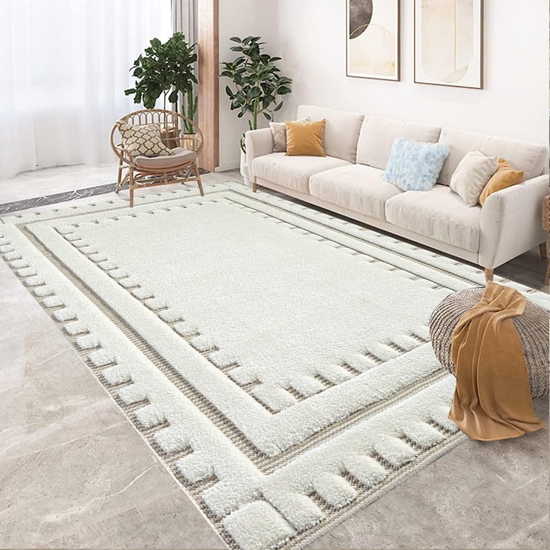 Cozy Haven Comfy Collection Rug – Large Washable Non-slip Carpet for living Room, Bedroom, Lounge Dining, Kitchen Thick Soft Modern Indoor Floor Rugs (Cream, 200x290 cm)