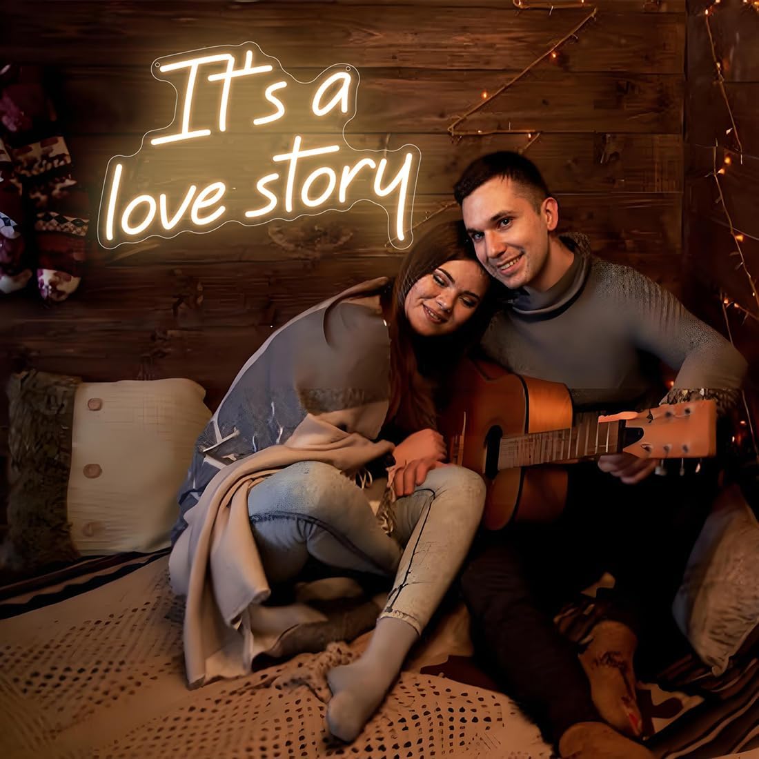 It's a Love Story Neon Signs for Bedroom Living Room Wall Decor, Romantic Gift for Wedding, Engagement, Anniversary, Birthday, Valentine'S Day