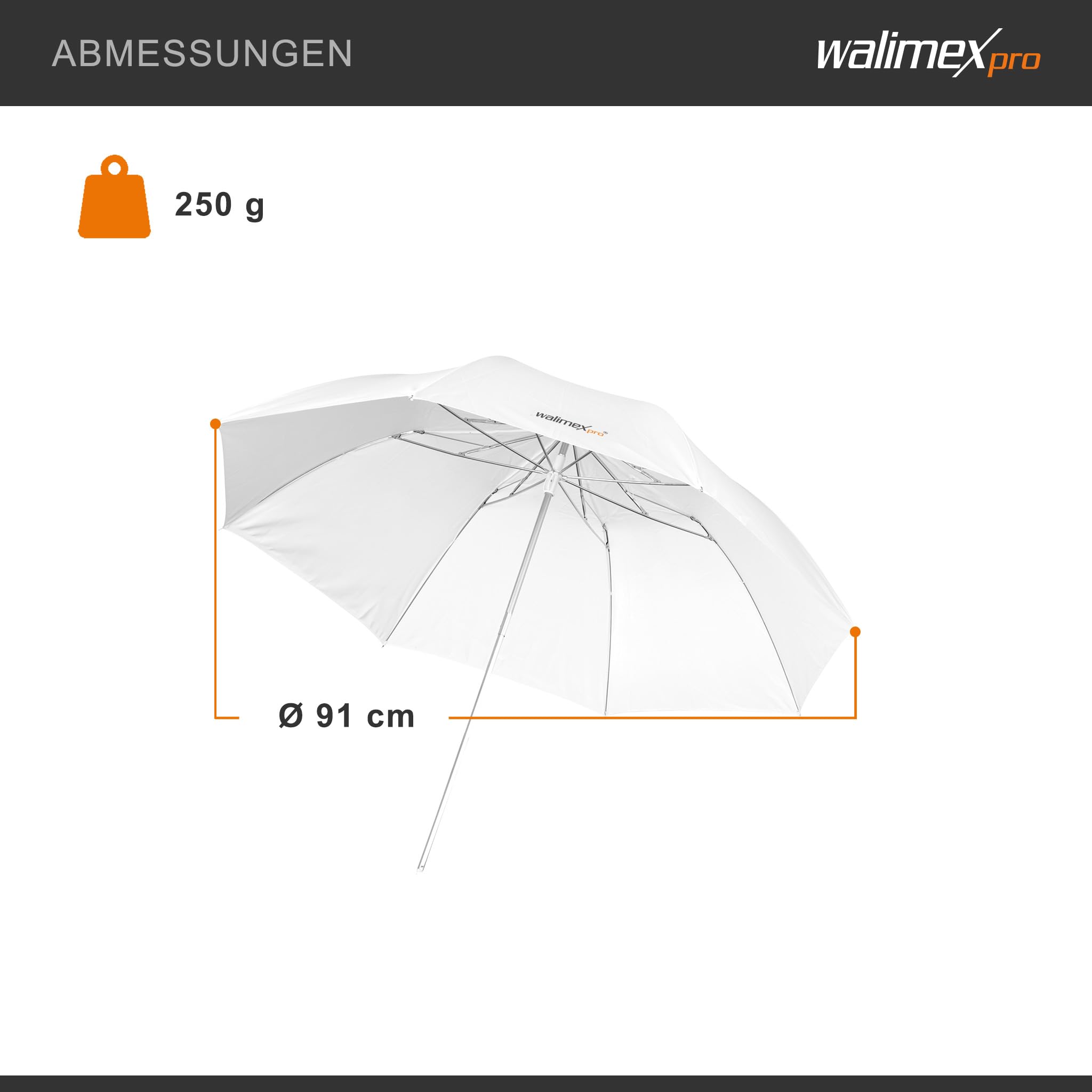 Walimex Pro Mini Parapluie Translucide 91 cm (pliable, taille de transport env. 40 cm, sac de transport inclus)
