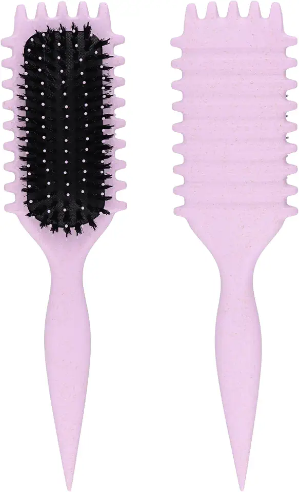 Escova Definidora de Cachos para Cabelos Cacheados e Ondulados, Escova Modeladora Anti-Frizz com Cerdas Naturais Flexíveis, Pente Profissional para Desembaraçar e Estilizar Cachos (roxo)