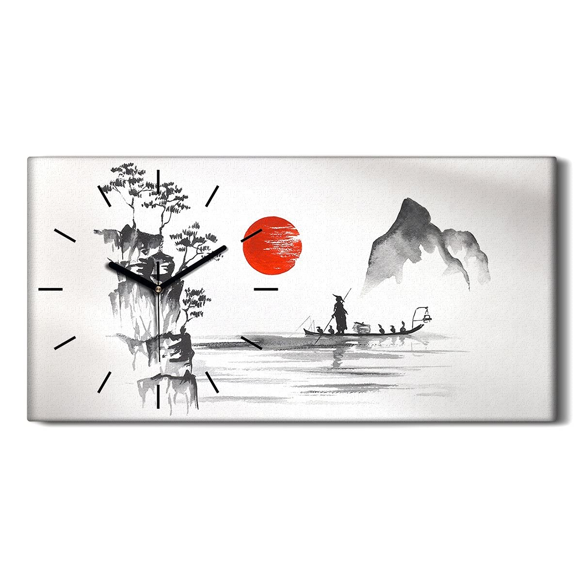 Peinture Japonaise Traditionnelle en Horloge sur Toile pour la Chambre