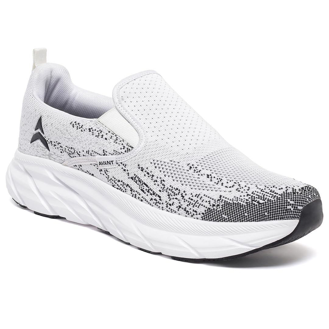 AVANT Men's GeoStride Slip- On Walking Shoes-Breathable Mesh, Lightweight, Multi Directional Flexibility, Shock-Absorption Technology, Enhanced Cushioning, Walking Footwear (AVMSH187CL01UK8_Grey)