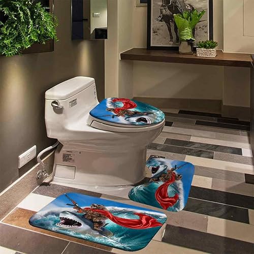 Miniatura 5 de Juego de 4 cortinas de ducha divertidas con diseño de oso de oso en olas oceánicas, decoración de baño para adolescentes y niños, cortina de ducha