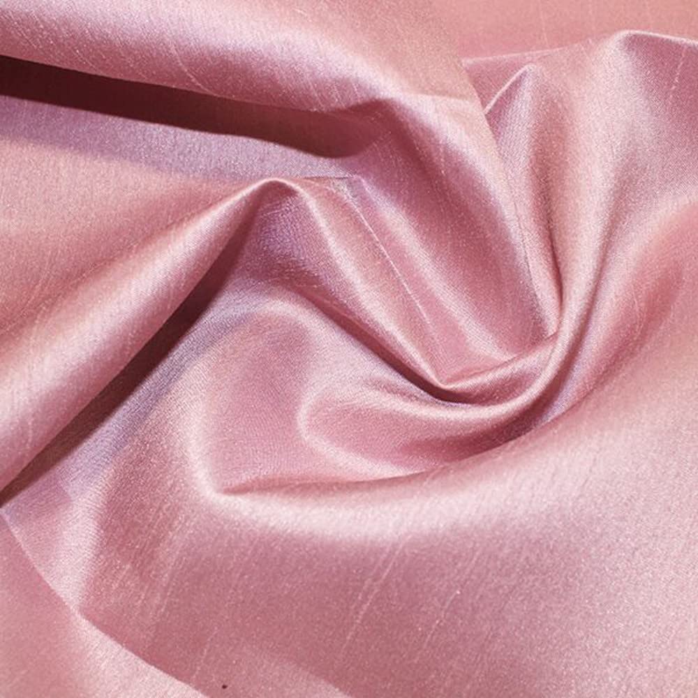 Satin Backed Shantung Dupion Faux Silk Dress Fabric Lightweight 146cm Wide (Per metre) (Rose)