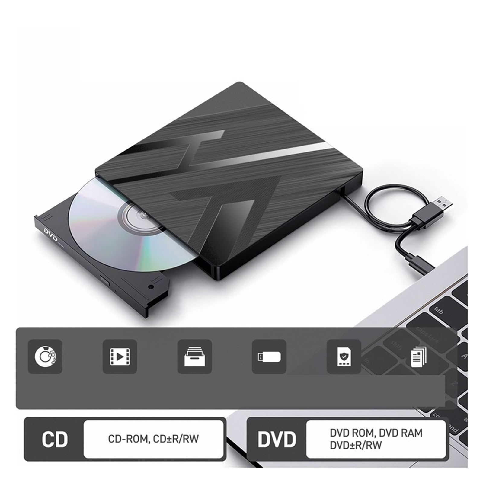 Lettore Dvd unità Ottica USB Esterna unità Ottica Dvd Laptop Desktop Masterizzatore CD Universale unità Ottica Mobile Tipo C(7-in-1 Optical Drive)
