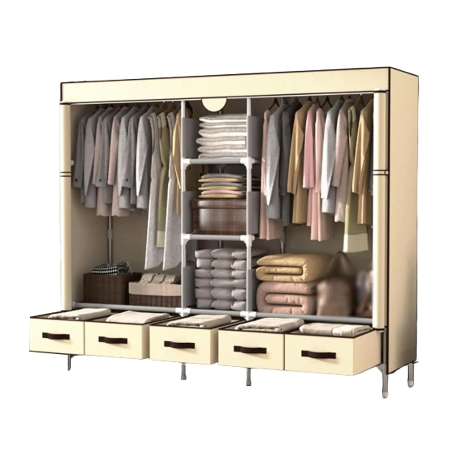 Armoire en tissu portable et vestiaire en toile résistant avec housse de protection