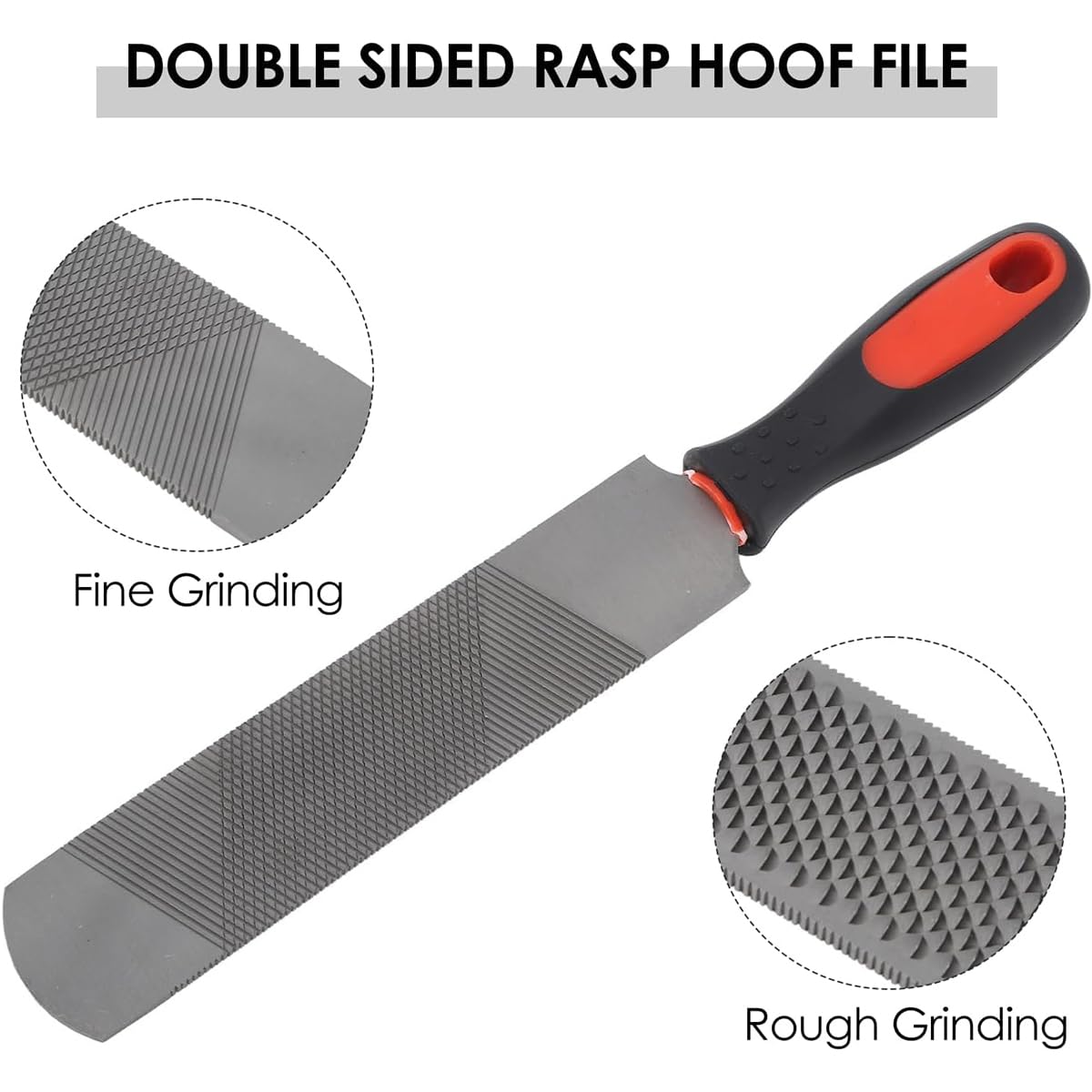 Escofina para Cascos de Caballo de 8 Pulgadas, Lima de Acero con Alto Contenido de Carbono para Recortar herraduras, Herramienta para herrador, Herramienta de herrador de Cabeza Redonda