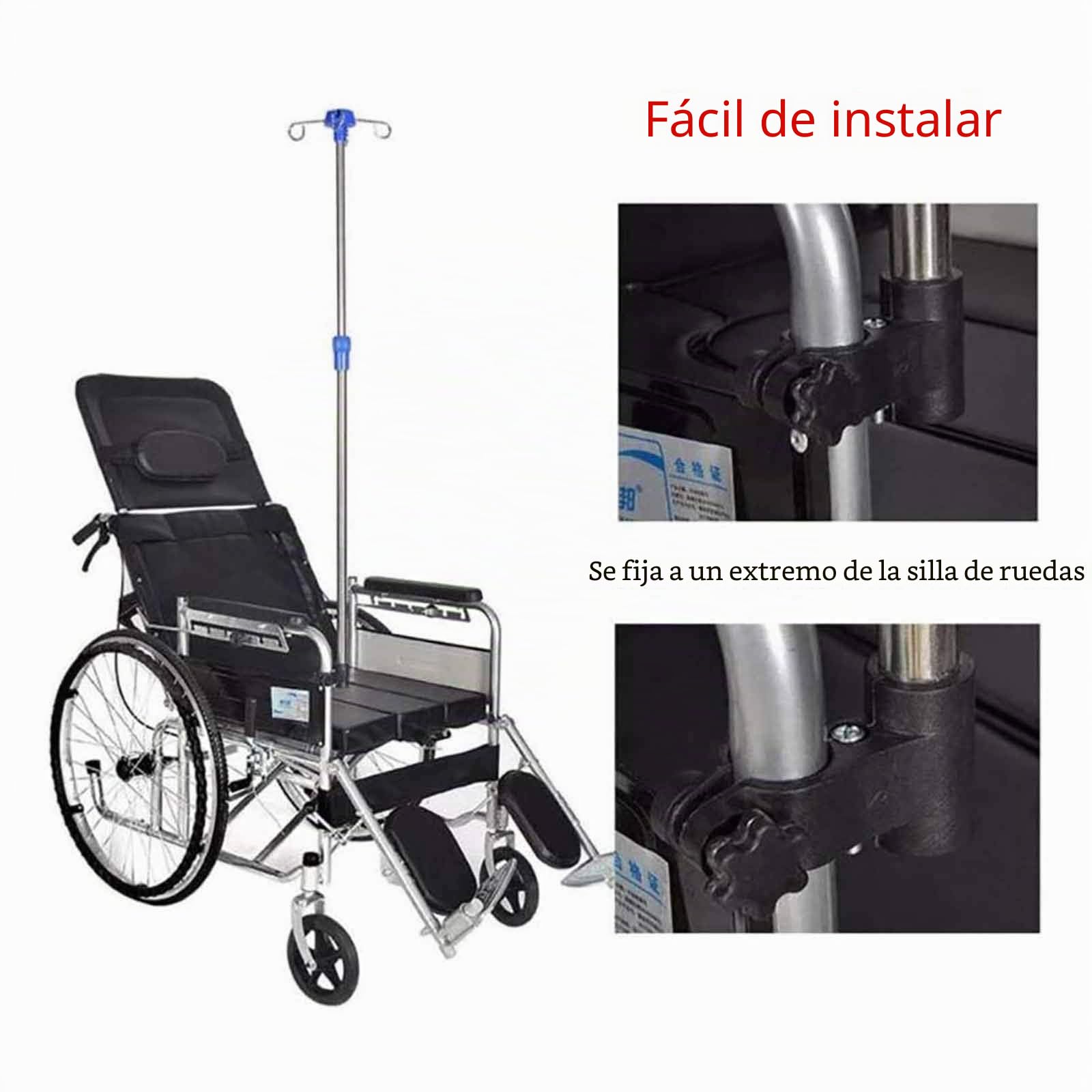 IV-Soporte para Goteo, Soporte intravenoso para Silla de Ruedas, Soporte para suero intravenoso con Acero Inoxidable, Soporte de exhibición de Altura Ajustable