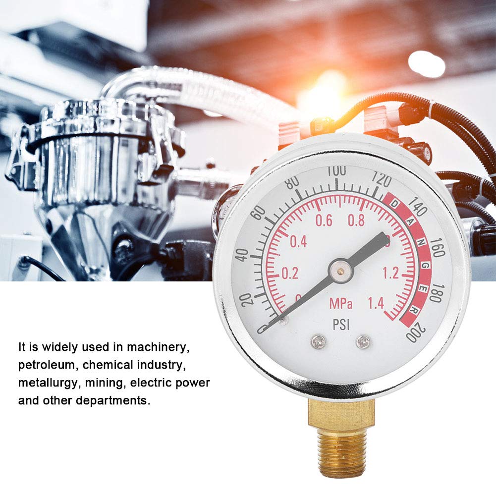 Manometro 0-200PSI, manometro Radiale dell'Aria in Acciaio Inossidabile con connessione Professionale 1/8 NPT, per la misurazione della Pressione Industriale