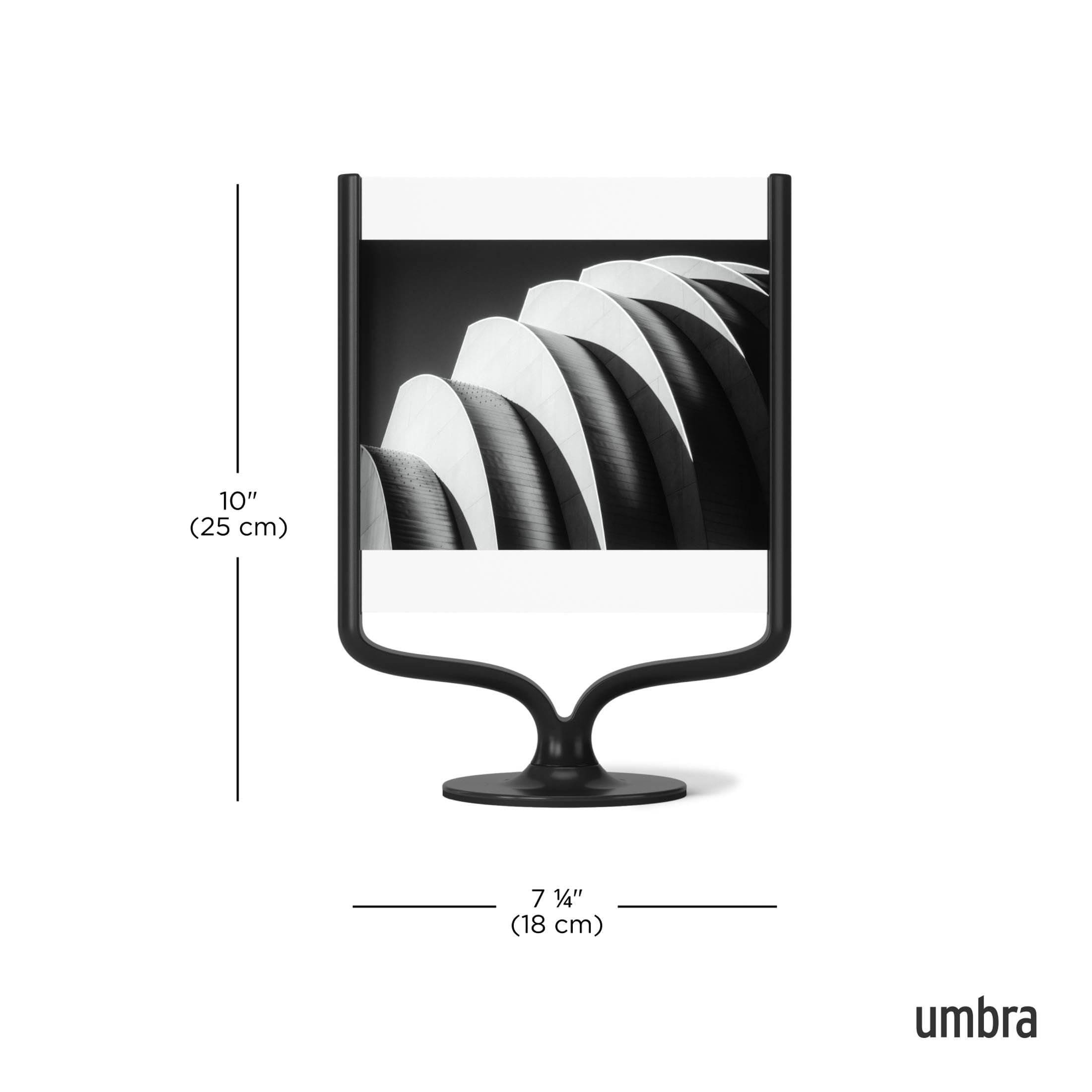 Umbra Wishbone Bilderrahmen für Fotogrößen 10 x 15 und 13 x 18 cm, beidseitiger Tischbilderrahmen für Bilder im Hoch- oder Querformat, Schwarz