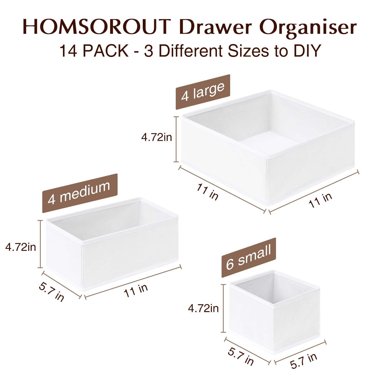 Homsorout 14 Pack Drawer Organiser Clothes - Image 2