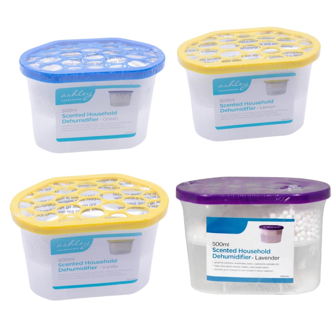 Dehumidifiers for home Disposable damp absorber Household condensation absorbers Scented small dehumidifier household essentials for caravans, homes damp traps (Scent Bundle (500ml) 4pack))
